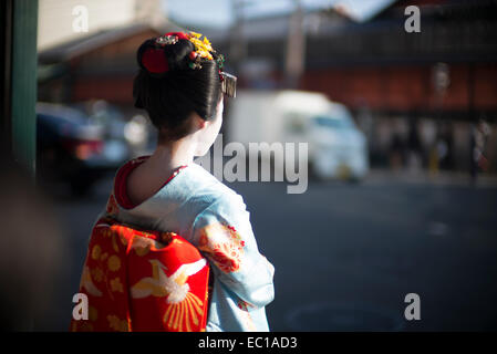 Echte Geisha in Kyoto, Japan. Stockfoto