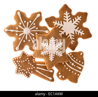 Lebkuchen, isoliert auf weißem Hintergrund. traditionelle Weihnachts-Essen Stockfoto