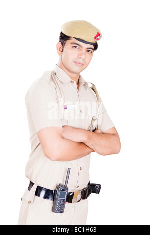 1 indische Patriotismus Mann Constable Arme gekreuzt stehenden Haltung pose Stockfoto
