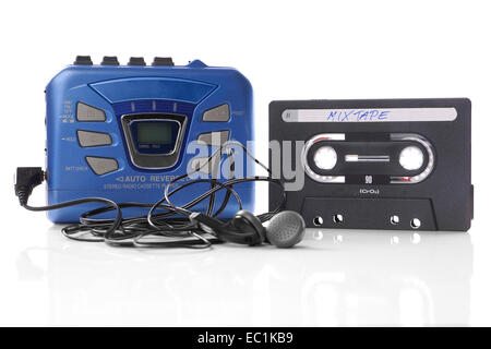 Musikkassette und walkman Stockfoto