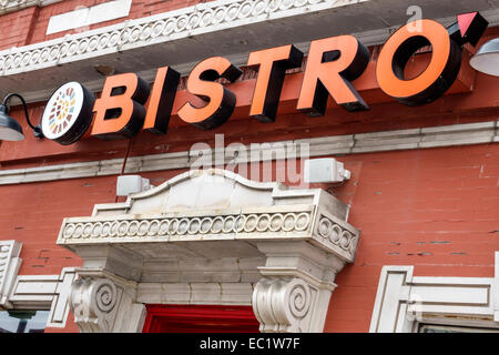 Illinois, Mittlerer Westen, Edwardsville, Hauptstraße, historische Highway Route 66, Bistro, historisches Gebäude, umfunktioniert, Schild, Logo, Besucher reisen Reise Tour touri Stockfoto