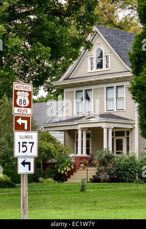 Illinois Edwardsville, St. Louis Street Historic District, Haus, Highway Route 66, Schild, IL140902016 Stockfoto