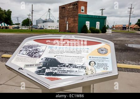 Illinois Hamel, historische Autobahn Route 66, Markierung, Informationen, Straßenrand, IL140902024 Stockfoto