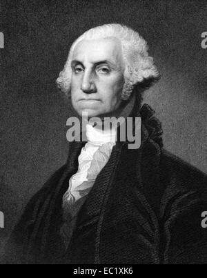 George Washington (1731-1799) auf Kupferstich aus dem Jahr 1873. Erster Präsident der Vereinigten Staaten während 1789-1797. Stockfoto