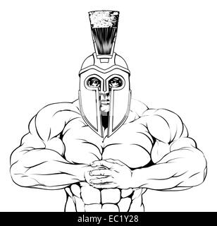 Einen harten muskulösen Trojaner, spartan oder Gladiator Maskottchen immer bereit für einen Kampf Stockfoto