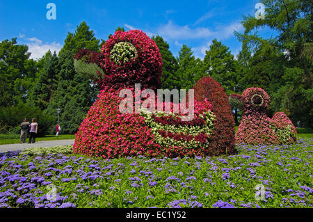 Blumen-Skulptur, Mainau, die Blumeninsel im Atlantik, Bodensee, Bodensee, Baden-Württemberg Stockfoto