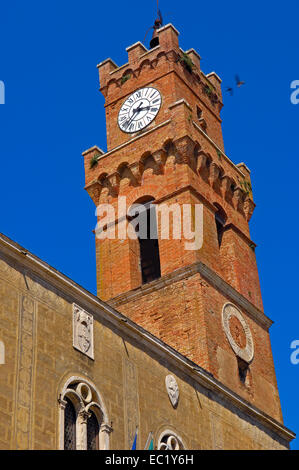 Rathaus Palazzo Comunale, Pio II Platz, Piazza Pio II, Pienza, UNESCO-Weltkulturerbe, Val d ' Orcia, Orcia-Tals Stockfoto
