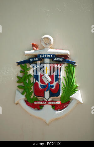 Dominikanische Republik, Halbinsel Samana, Sanchez, Wappen Stockfoto