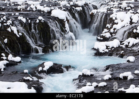 Bruarfoss im Winter, Fluss Brúará, südlichen Region, Island Stockfoto