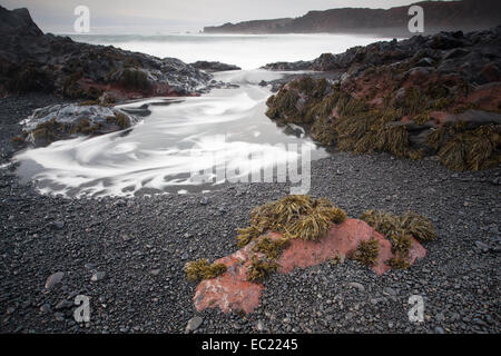 Küste Lóndrangar, Snæfellsnes Halbinsel, Snæfellsjökull Nationalpark, Vesturland, Island Stockfoto