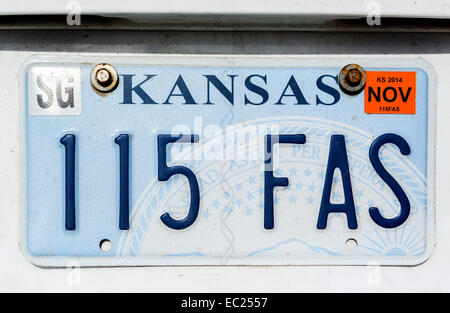 Kansas Nummernschild, USA Stockfoto