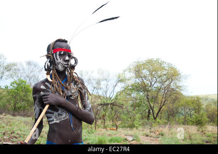 Junge, gehören zum Stamm Mursi (Äthiopien) Stockfoto