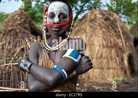 Mädchen aus der Mursi-Stamm (Äthiopien) Stockfoto