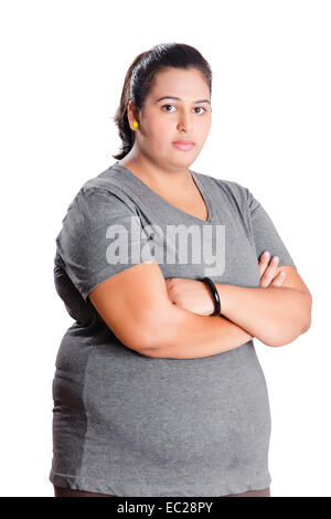 indische übergewichtige Dame Problem über Gewicht Stockfoto
