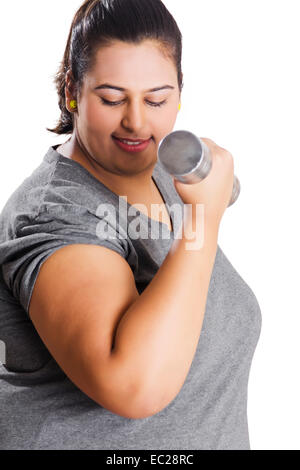 indische übergewichtige Dame Work Out Stockfoto