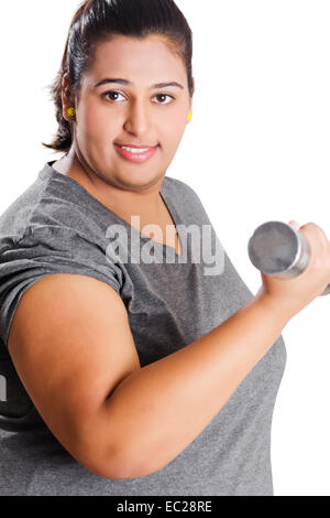 indische übergewichtige Dame Work Out Stockfoto