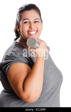 indische übergewichtige Dame Work Out Stockfoto