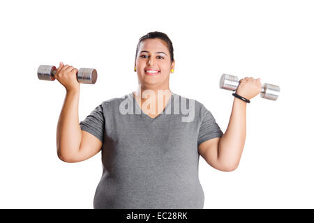 indische übergewichtige Dame Work Out Stockfoto