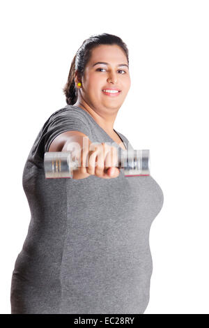 indische übergewichtige Dame Work Out Stockfoto