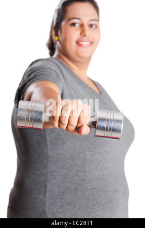 indische übergewichtige Dame Work Out Stockfoto