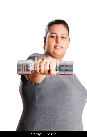 indische übergewichtige Dame Work Out Stockfoto