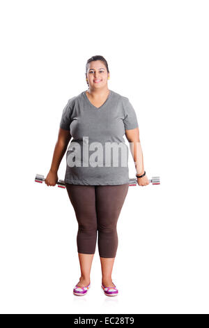 indische übergewichtige Dame Work Out Stockfoto