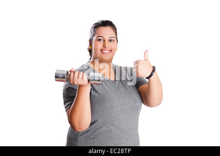 indische übergewichtige Dame Work Out Stockfoto