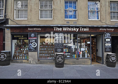 Der Whisky Trail Shop, Edinburgh, Schottland Stockfoto