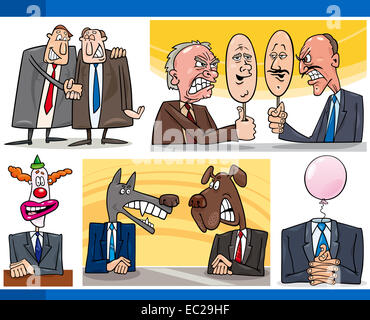 Abbildung Set humorvolle Karikatur Konzepte oder und Metaphern der Politik und Politiker Stockfoto