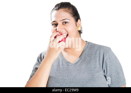 indische übergewichtige Dame Diät Stockfoto