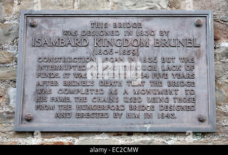 Bristol, UK. 8. Dezember 2014.  Die Clifton Suspension Bridge, die von Isambard Kingdom Brunel, entworfen wurde feiert es 150 Jubiläum heute. Bildnachweis: Phil Rees/Alamy Live-Nachrichten Stockfoto