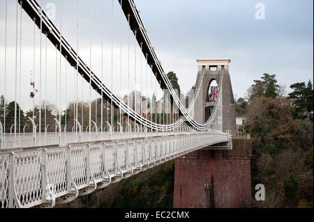 Bristol, UK. 8. Dezember 2014.  Die Clifton Suspension Bridge, die von Isambard Kingdom Brunel, entworfen wurde feiert es 150 Jubiläum heute. Bildnachweis: Phil Rees/Alamy Live-Nachrichten Stockfoto