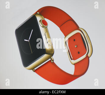 Apple Watch - die Apple Watch Kollektion bietet hochglanzpoliertem Edelstahl und Raum schwarzen Edelstahlgehäuse. Die dis Stockfoto