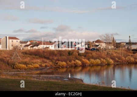 Native Cree Dorf von Mistissini auf Mistassini See, der größte Süßwassersee in der Provinz von Quebec Stockfoto