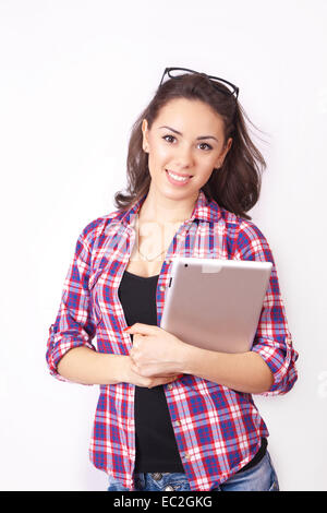 Studentin mit einem Tablet in Händen Stockfoto