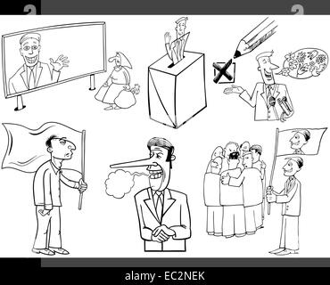 Schwarz / weiß Darstellung Satz humorvolle Karikatur Konzepte oder und Metaphern von Politik und Demokratie Stockfoto