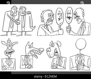 Schwarz / weiß Darstellung Satz humorvolle Karikatur Konzepte oder und Metaphern der Politik und Politiker Stockfoto