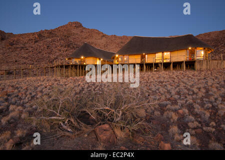 Afrika, Namibia. Sossus Dune Lodge.  Namibia-Wüste. Sossusvlei, Naukluft Park. Stockfoto