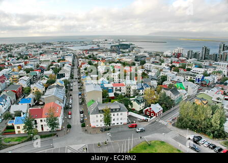 Aussicht auf die Stadt Reykjavik, Island Stockfoto