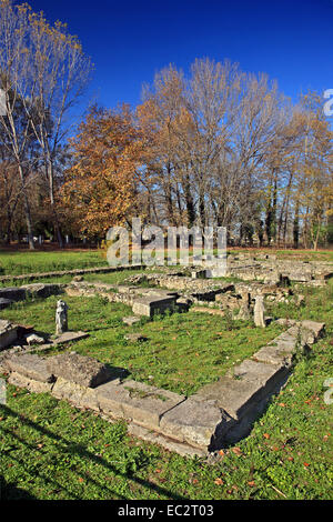 Das Heiligtum der Demeter in der archäologischen Stätte von Dion, "Heilige Stadt" der antiken Makedonen Pieria, Mazedonien, Griechenland. Stockfoto