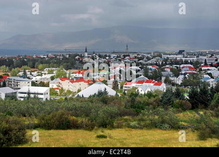 Aussicht auf die Stadt Reykjavik, Island Stockfoto