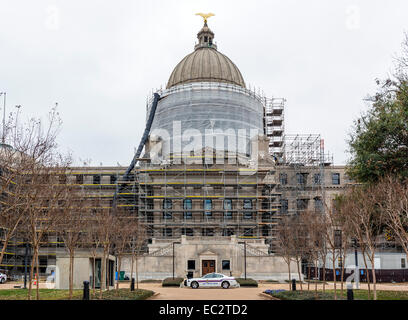 Die Mississippi State Capitol, derzeit umfangreiche Restaurierungsarbeiten und voraussichtlich Ende 2016, Jackson, Mississippi, USA beenden Stockfoto