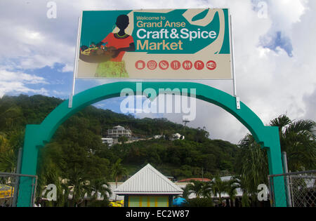 Handwerk und Gewürzmarkt Grand Anse Grenada-Karibik Stockfoto