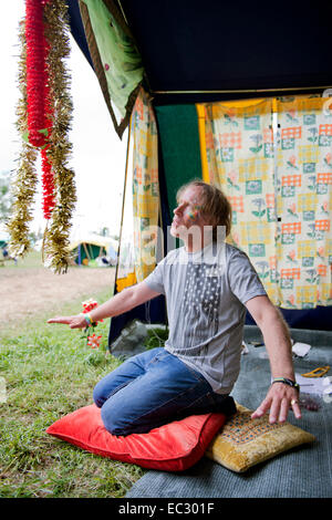 Die "transformierende Life-Coach" Raj Carr beim Glastonbury Festival 2014 Stockfoto