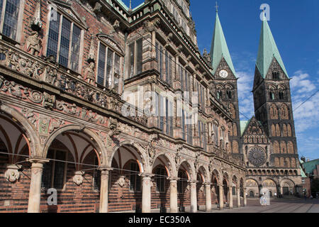 Deutschland, Bremen, Freie Hansestadt Bremen, Rathaus (City Hall), St. Petri Dom (St.-Peter Kathedrale), Marktplaz Stockfoto