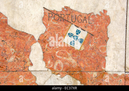 Denkmal der Entdeckungen, Padrão Dos Descobrimentos, Mosaik Dekoration zeigt eine Welt Karte, Belem, Lissabon, Portugal, Europa Stockfoto