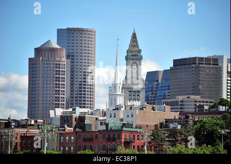 Blick auf die Stadt mit Old North Church, Boston, Massachusetts, USA Stockfoto