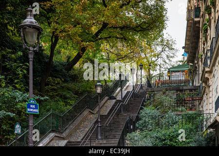 Reihe Schritte rue Ronsard Montmartre Paris Frankreich Stockfoto