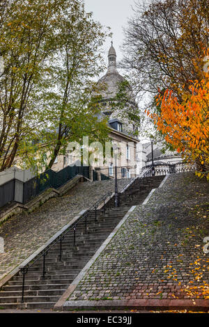 Reihe Schritte Sacre Coeur Montmartre Paris Frankreich Stockfoto