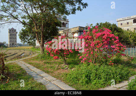 Kaiping Diaolou und Dörfer wurden im Jahr 2007 in die Liste des UNESCO-Weltkulturerbes hinzugefügt. Stockfoto